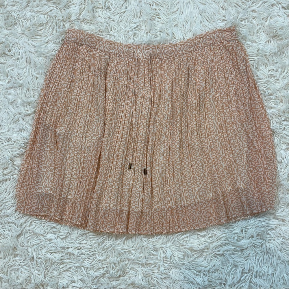 Scotch & Soda pleated elastic waist drawstring short skirt SZ S orange white